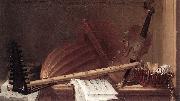 HUILLIOT, Pierre Nicolas Still-Life of Musical Instruments sf oil painting
